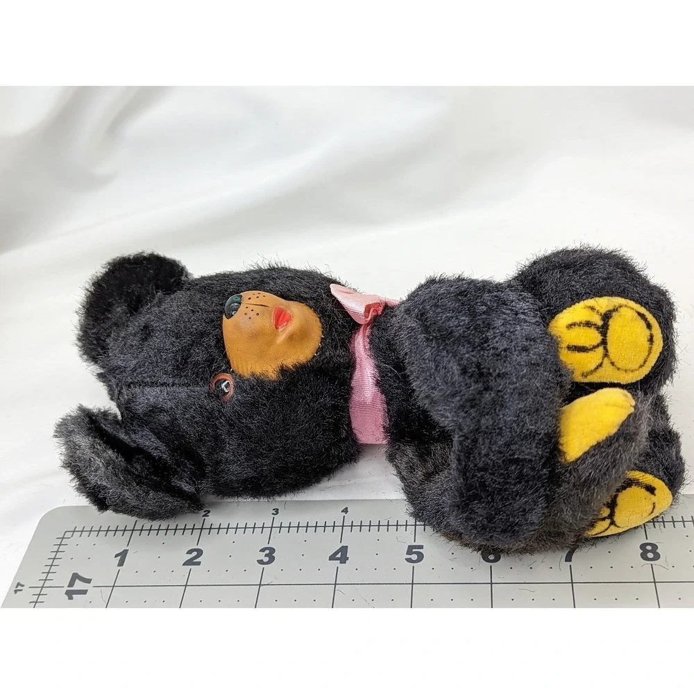 Vintage Black Bear Plush Rubber Nose 8‎ Inch Japan Stuffed Animal Toy